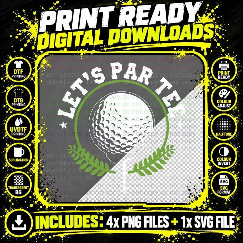 Let's Par Tee Party Par Funny Golf Partee T-Shirt Png SVG Digital Bundle