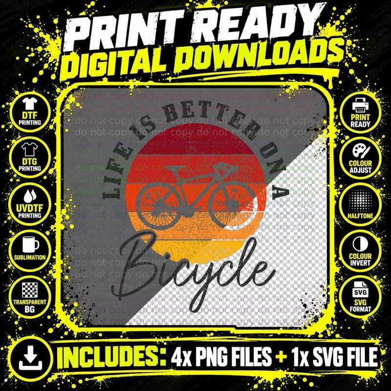 Life Is Better on a Bicycle Road Bike Cycling Cyclist Png SVG Digital Bundle