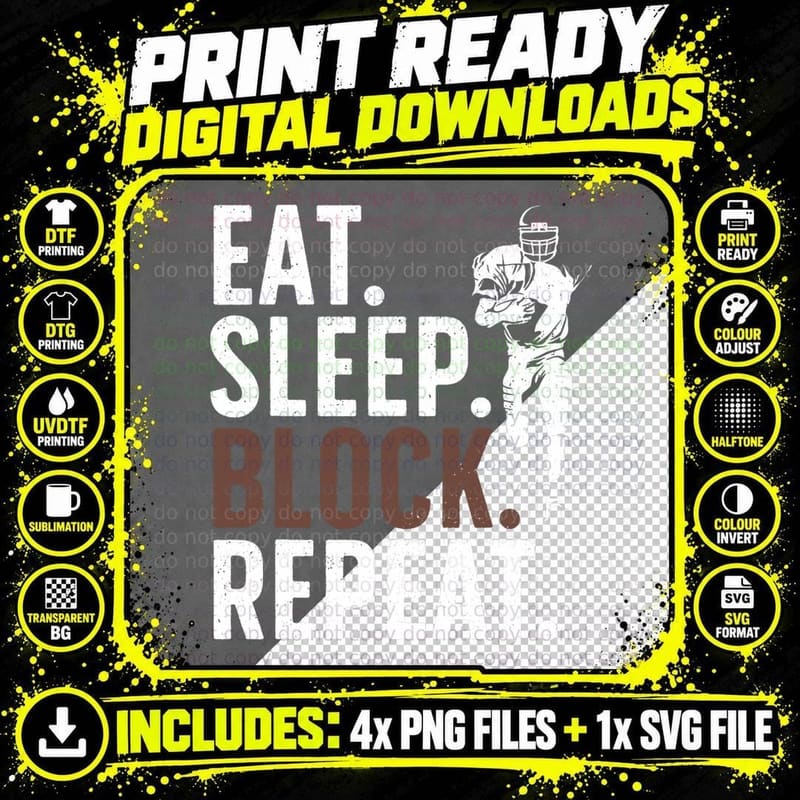Lineman Art for Men Women Football Player Offensive Png SVG Digital Bundle