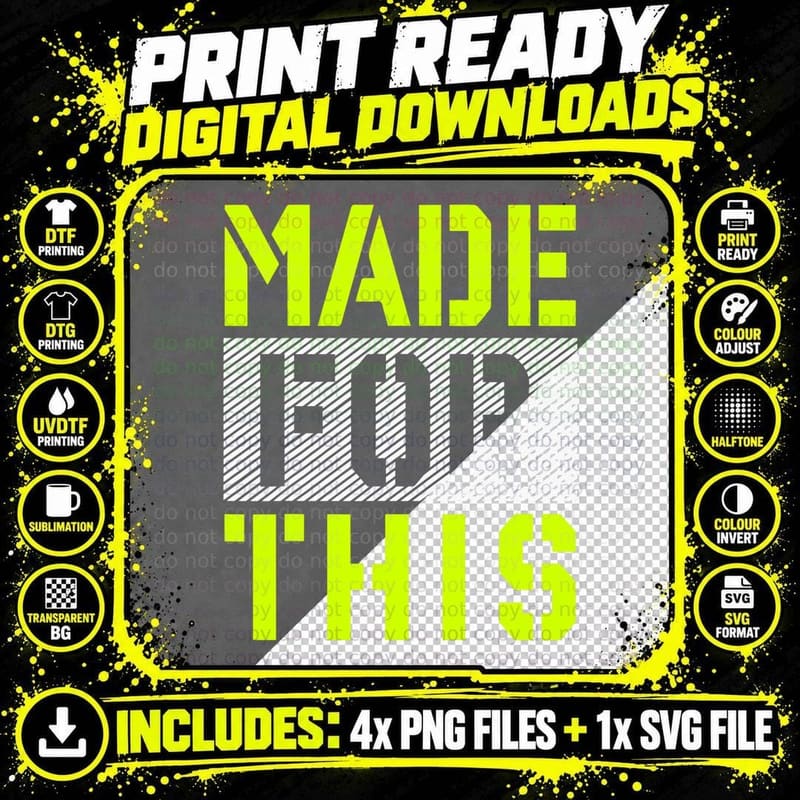 Made for This Athletic Neon Green Graphic T-Shirt Png SVG Digital Bundle