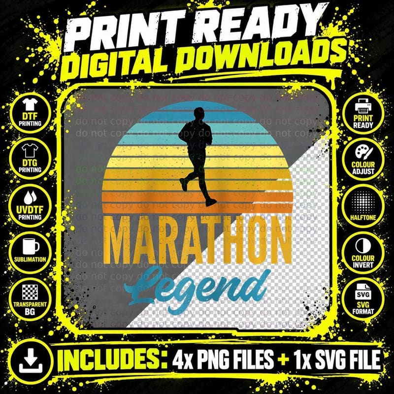 Marathon Legend Running Half Marathon Marathoner T-Shirt Png SVG Digital Bundle