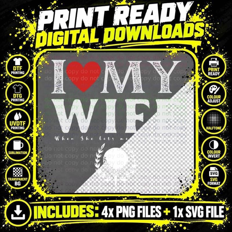 Mens I Love My Wife Golf Funny T-Shirt Png SVG Digital Bundle