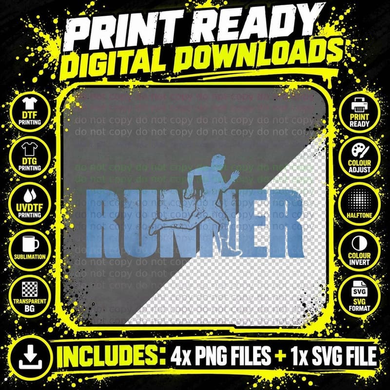 Mens Runner Track & Field Cross Country Marathon Running Png SVG Digital Bundle