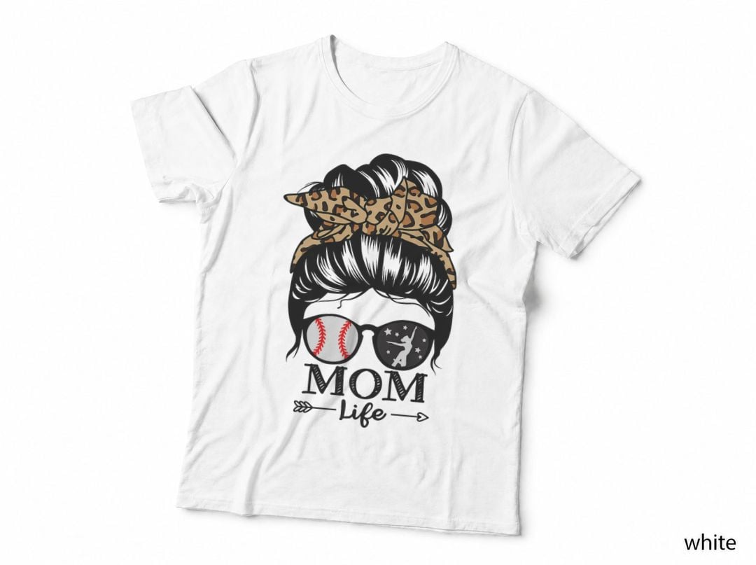 Mom Life Messy Bun Hair Funny Baseball Dance Mom T-Shirt