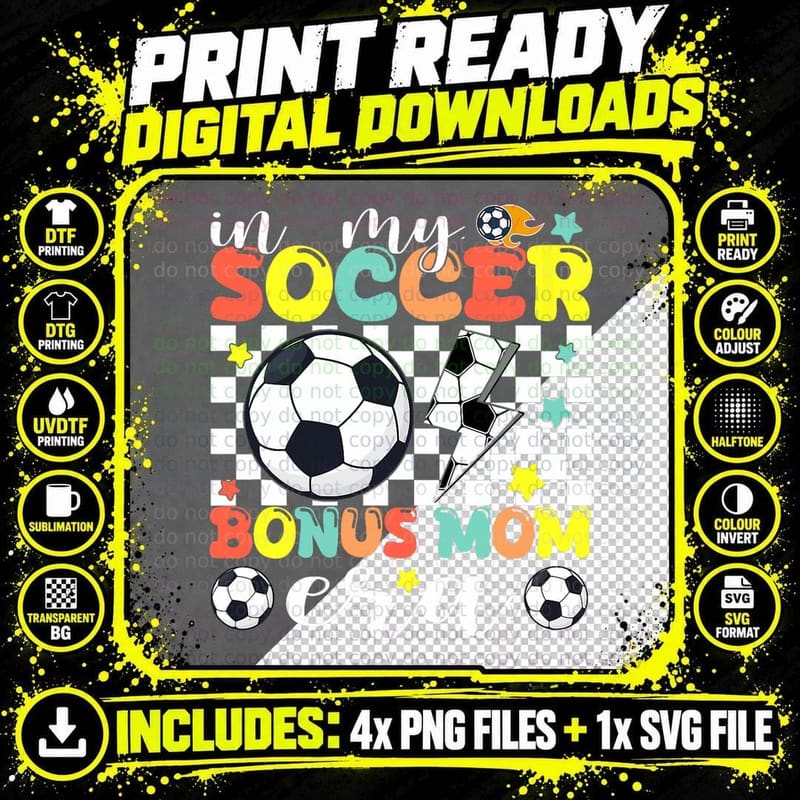 Mom Shirt in My Soccer Bonus Mom Era Game Day Vibes Png SVG Digital Bundle