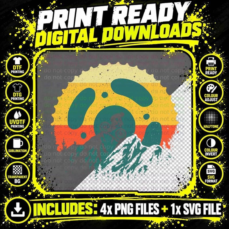 Mountain Bike Art for Men Women Cycling Trail Biker MTB Png SVG Digital Bundle