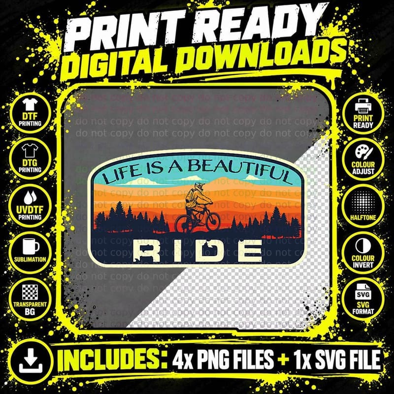 Mountain Bike Biking Cycling Retro MTB Trail Enthusiast Png SVG Digital Bundle