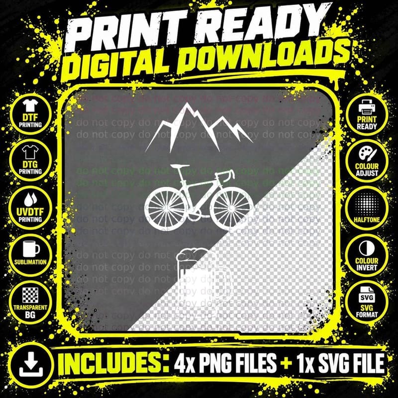 Mountains, Cycling & Beer X Bike Mountains Mountain Png SVG Digital Bundle