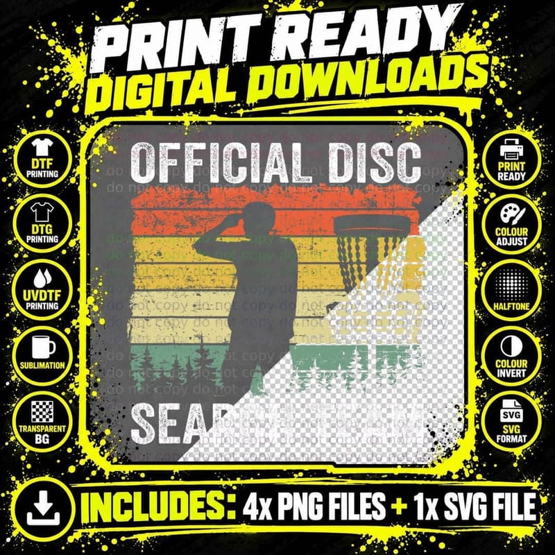 Official Disc Search Team Frisbee Golf Funny Disc Golf Png SVG Digital Bundle