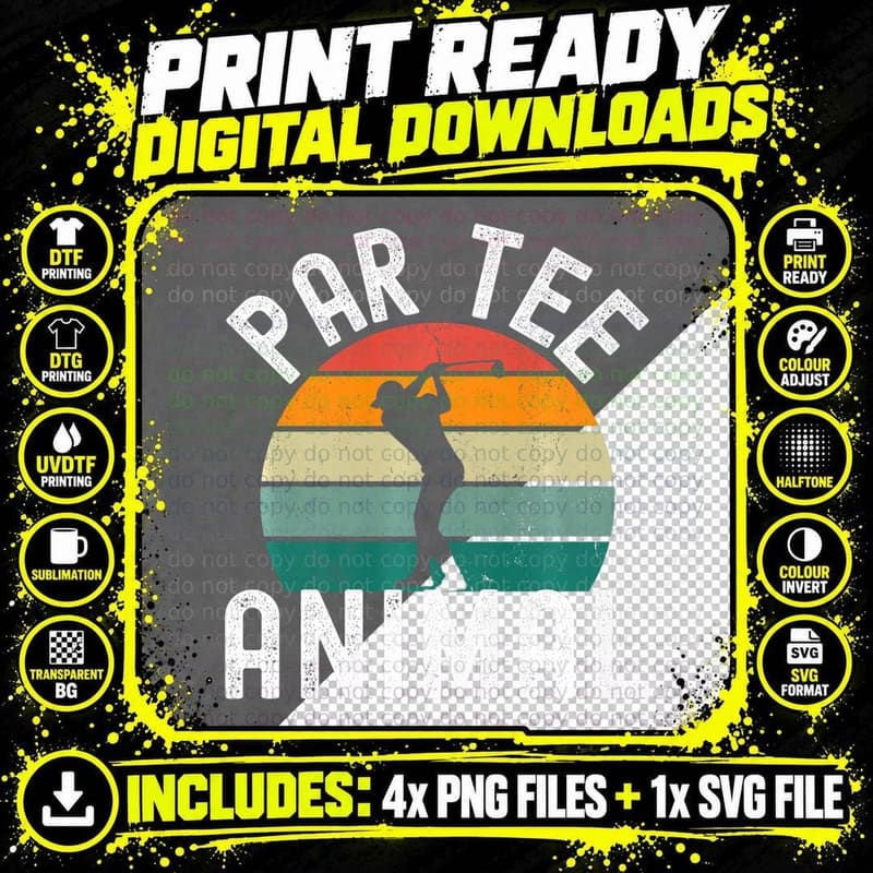 Par Animal Funny Golfer Humor Golf Party Golfing Joke Png SVG Digital Bundle