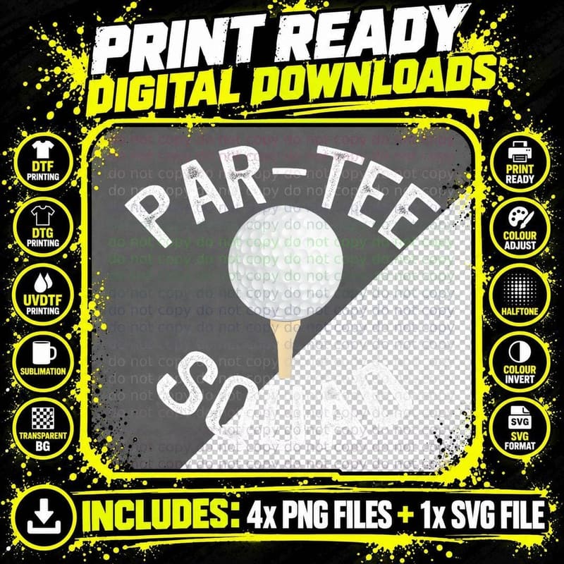 Par-Tee Squad Funny Golf Design for Golf Lovers T-Shirt Png SVG Digital Bundle