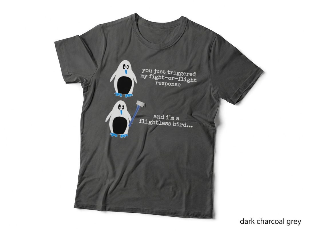 Penguin Fight or Flight Meme Anxiety Flightless Bird Fighter T-Shirt