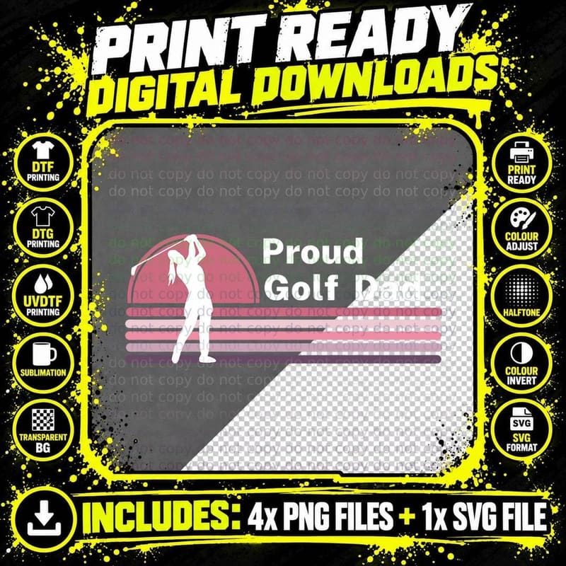Proud Golf Dad, Golf Lover, Golf Player, Golfing Png SVG Digital Bundle