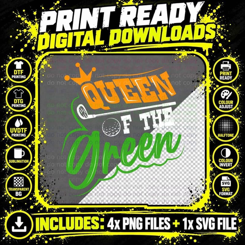 Queen of the Green Golf T-Shirt Png SVG Digital Bundle