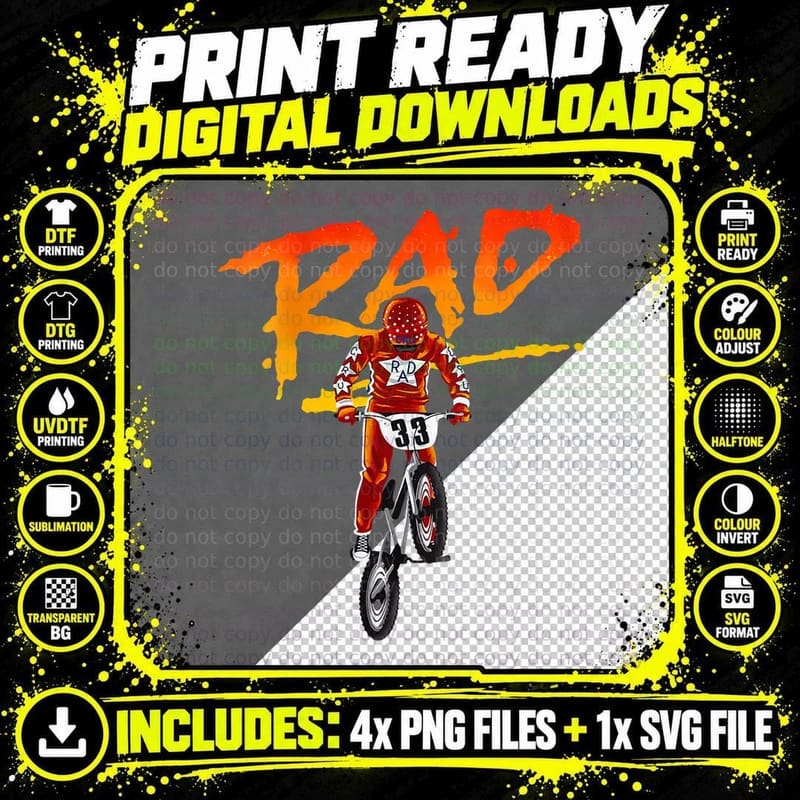 Rad 33 Bike Vintage Racing Biking Cycling Gift T-Shirt Png SVG Digital Bundle