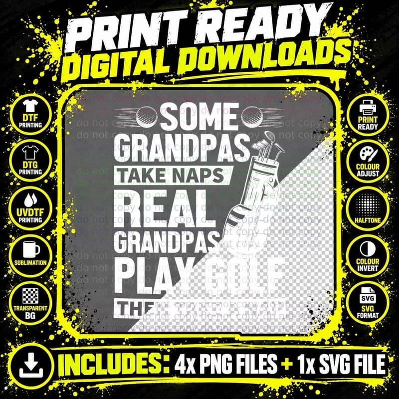 Real Grandpas Play Golf Funny Golf Grandpa Golfers Png SVG Digital Bundle