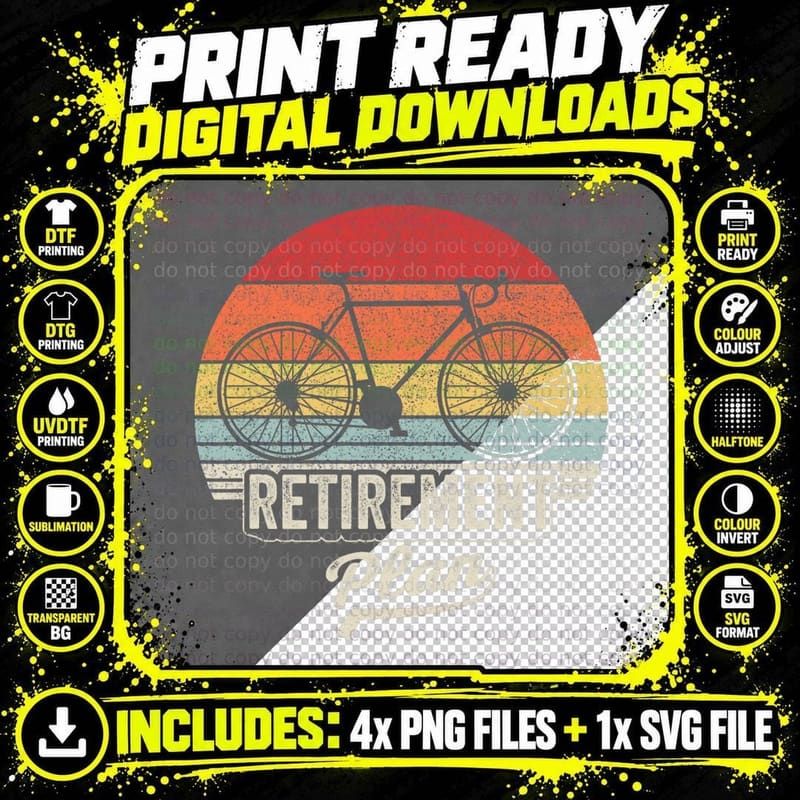 Retirement Plan Cycling Retro Bike Biking Retired Png SVG Digital Bundle
