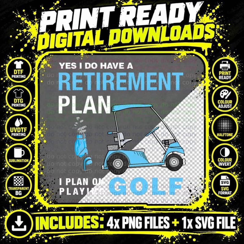 Retirement Plan Golf T Shirt Png SVG Digital Bundle