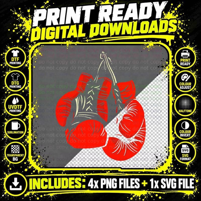 Retro Love Red Boxing Gloves Boxer Funny Boxing Lovers Png SVG Digital Bundle