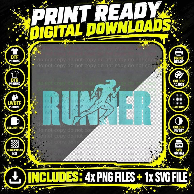 Runner Track & Field Cross Country Female Marathon Png SVG Digital Bundle