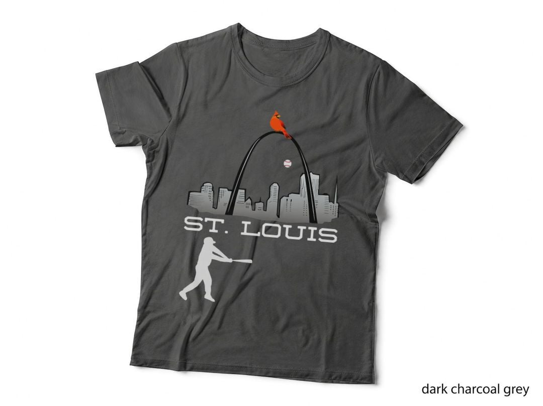 Saint Louis Red Cardinal Tshirt Skyline Baseball Player