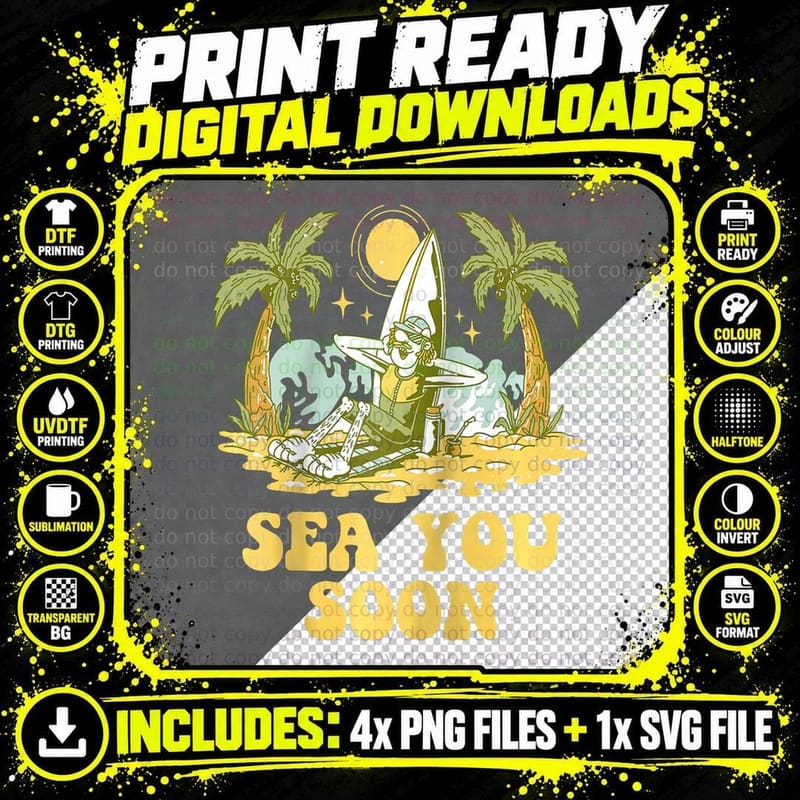 Sea You Soon Beach Swimming Ocean Swimmer Beachfront Png SVG Digital Bundle