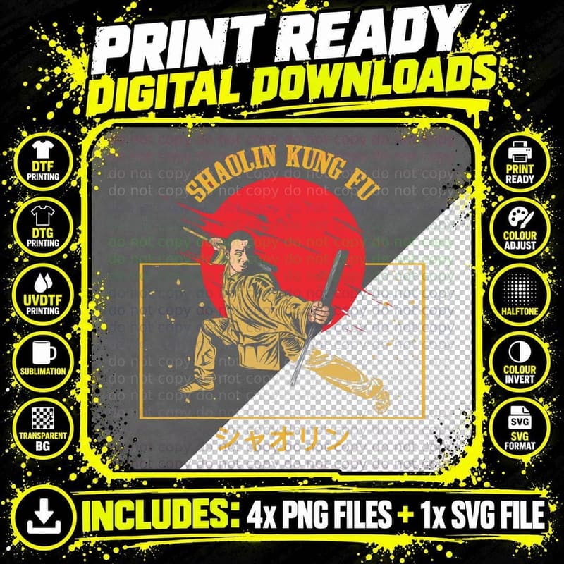 Shaolin Kung Fu Martial Arts Fighter Chinese Shaolin Png SVG Digital Bundle