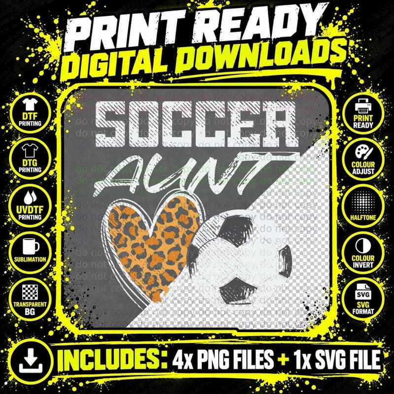 Soccer Aunt Proud Aunty Funny Cheerleader Aunt T-Shirt Png SVG Digital Bundle