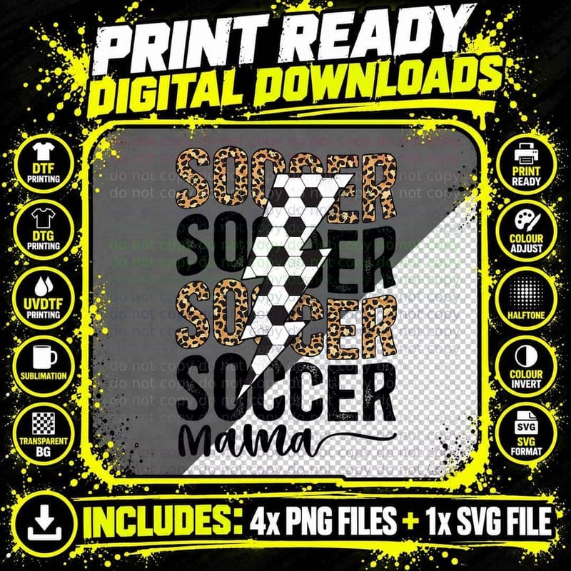 Soccer Mama Leopard Soccer Mom of a Soccer Player Mother Png SVG Digital Bundle