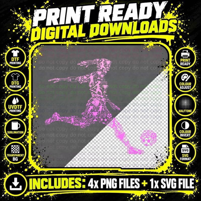 Soccer Women Girl Youth Player T-Shirt Png SVG Digital Bundle
