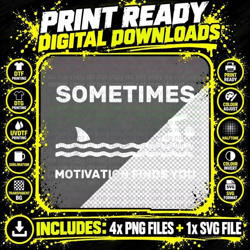 Sometimes Motivation Finds You Swimming Swimmer Funny Png SVG Digital Bundle