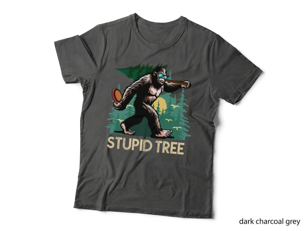 Stupid Tree Disc Golf Bigfoot Frolfing Funny Sasquatch T-Shirt