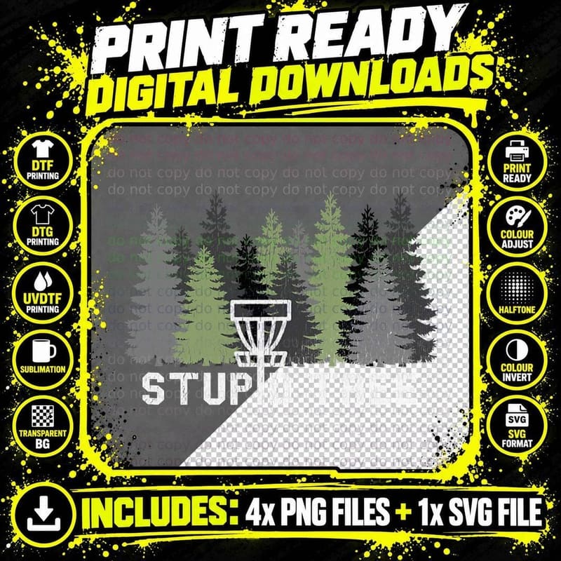 Stupid Tree Funny Disc Golf Frolf T-Shirt Png SVG Digital Bundle