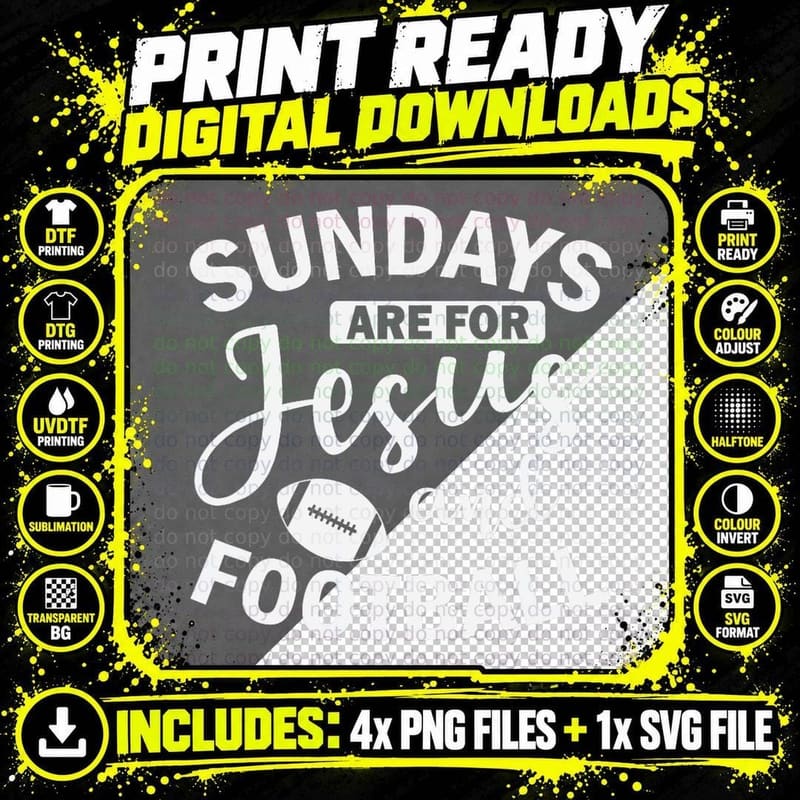 Sundays Are for Jesus and Football America T-Shirt Png SVG Digital Bundle