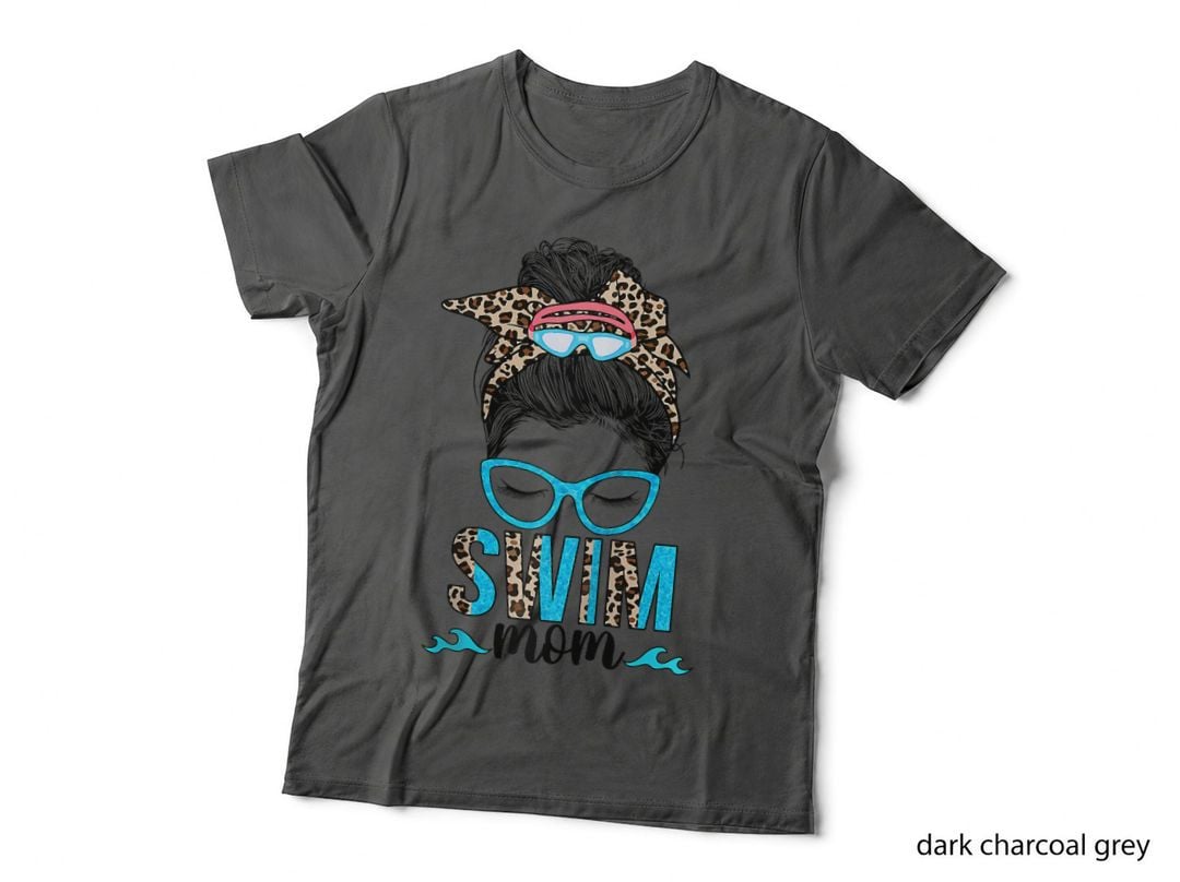 Swim Mom Messy Bun Swimming Mom of a Swimmer Mother T-Shirt
