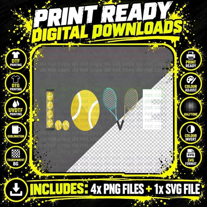 Tennis Love I Tennis Racket Tennis Ball Tennis Player Png SVG Digital Bundle