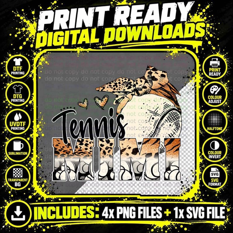 Tennis Mimi Leopard Tennis Player Mimi Tennis Lover Png SVG Digital Bundle