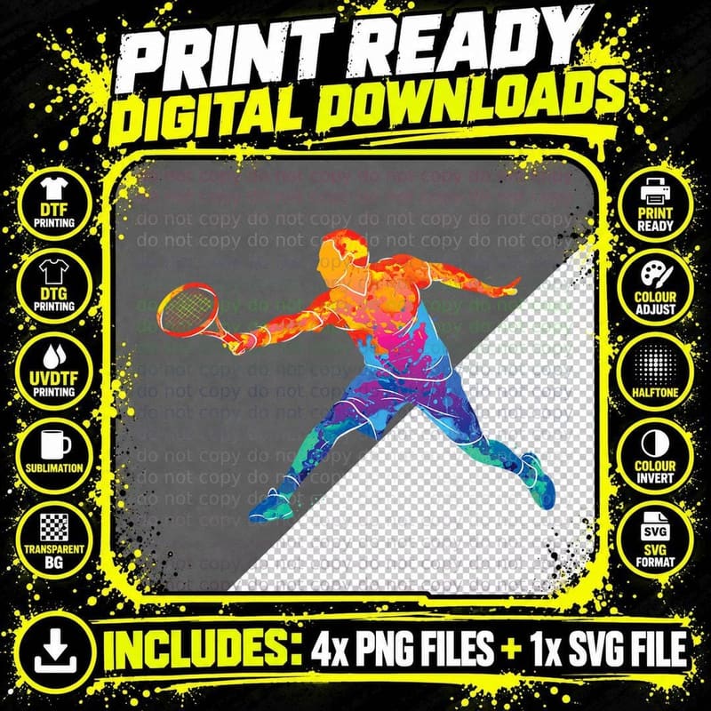 Tennis Player Tennis Trainer T-Shirt Png SVG Digital Bundle