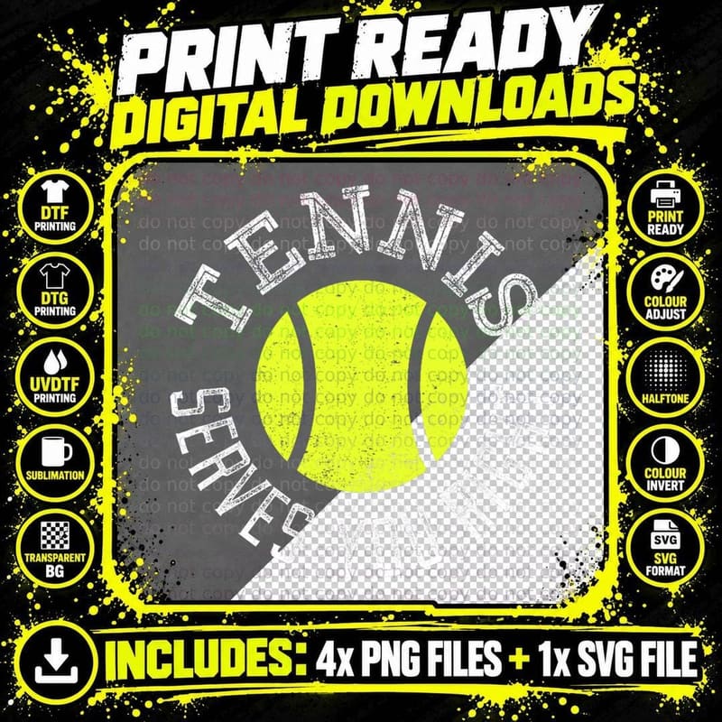 Tennis Serves You Right - Funny Tennis Player Saying Png SVG Digital Bundle