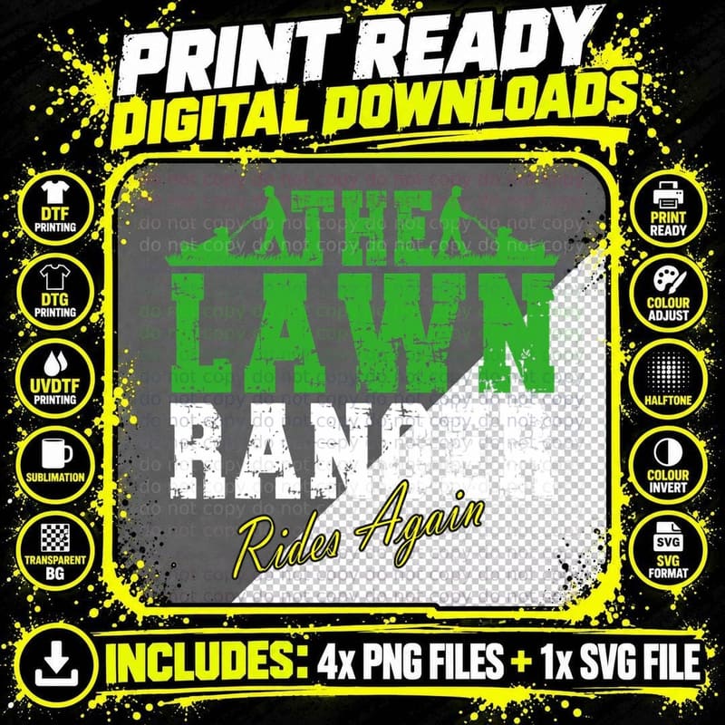 The Lawn Ranger Rides Again Lawn Mower Golf Gardener Png SVG Digital Bundle