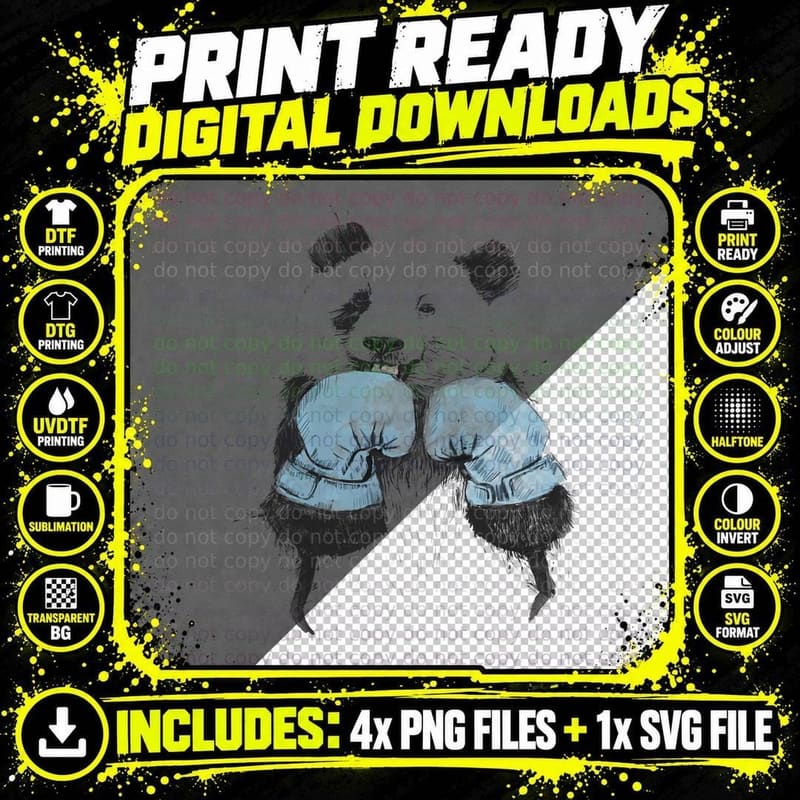 The Winner Boxing Panda Boxer Boxing Lover T-Shirt Png SVG Digital Bundle