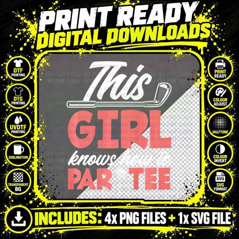 This Girl Knows How to Partee Funny Golfing Golf T-Shirt Png SVG Digital Bundle