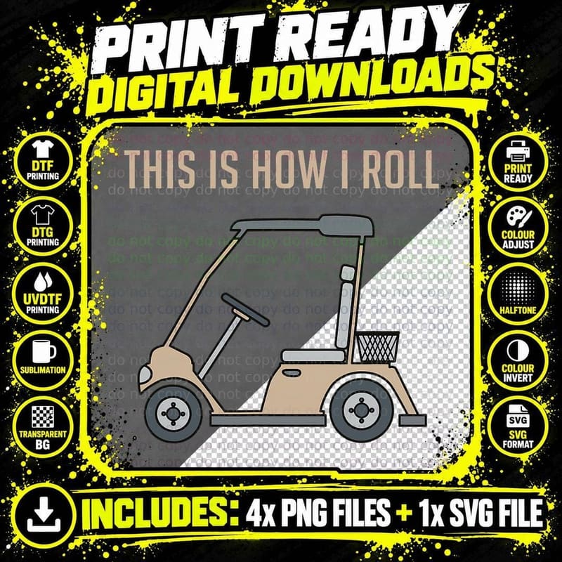 This Is How I Roll Golf Cart Funny Golfers T-Shirt Png SVG Digital Bundle