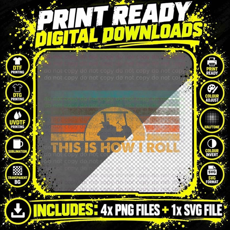 This Is How I Roll Vintage Golf Cart T-Shirt Png SVG Digital Bundle