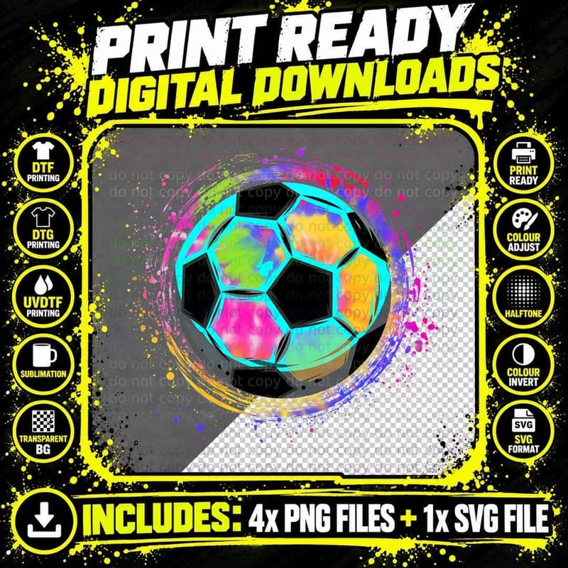 Tie Dye Soccer Ball for All Soccer Lovers Men Women and Png SVG Digital Bundle