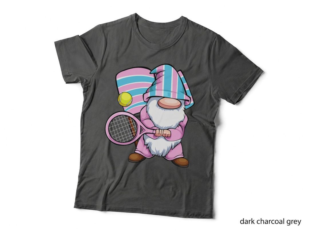 Transgender Tennis Player LGBT-Q Cute Gnome Trans Pride Flag T-Shirt