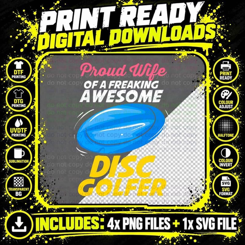 Wife of a Disc Golfer Disc Golf T-Shirt Png SVG Digital Bundle