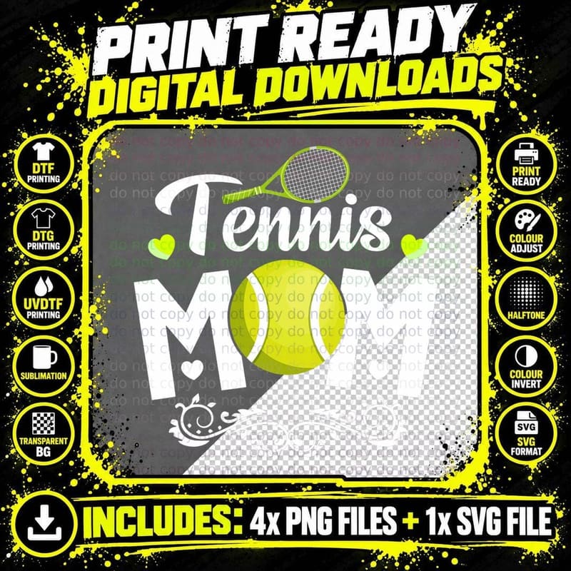 Woman Tennis Design Mom in Tennis Sport Tennis Mom Png SVG Digital Bundle