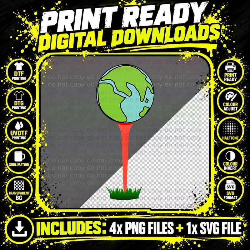 World on a Tee Golf T-Shirt Png SVG Digital Bundle