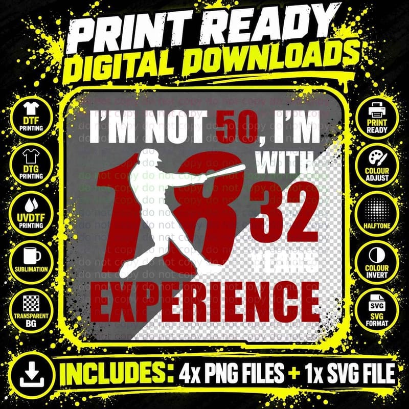 32 Years Baseball Experience T-Shirt, Vintage Sports Png SVG Digital Bundle